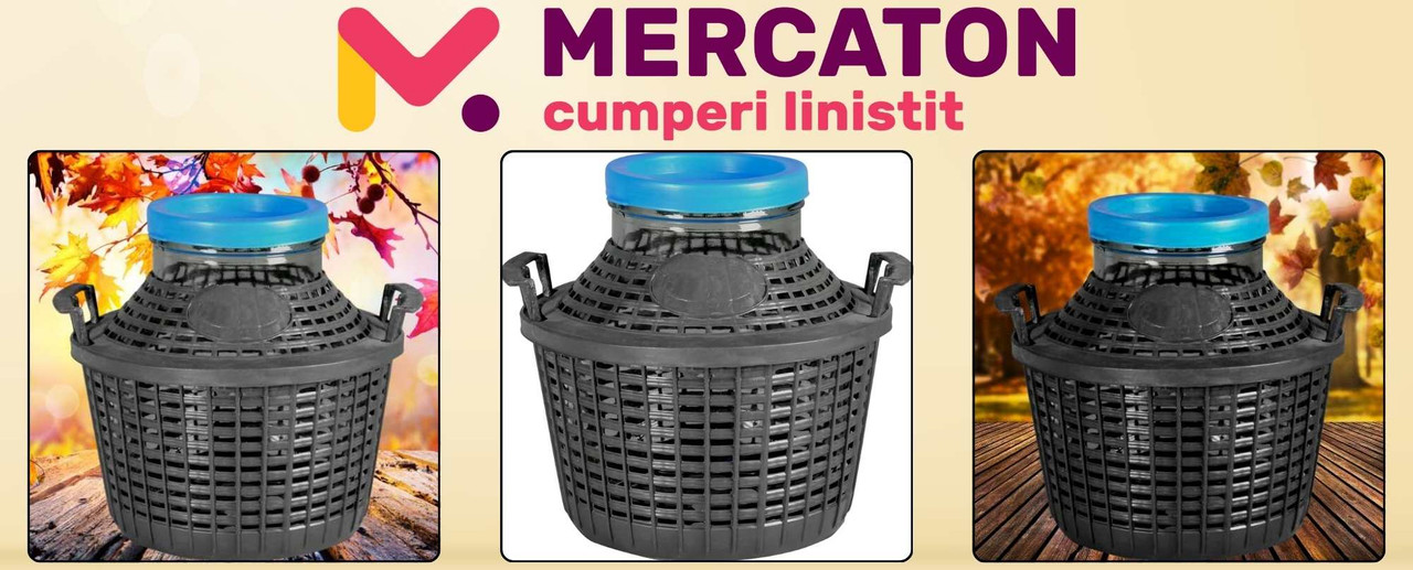 Damigeana din Sticla cu Capac si Cos de Protectie din Plastic, Gura Larga, 5 Litri