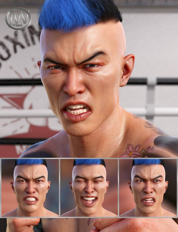 Wrestler - Expressions for Genesis 8 Male and Kwan 8 Wrestler - Expressions for Genesis 8 Male and Kwan 8