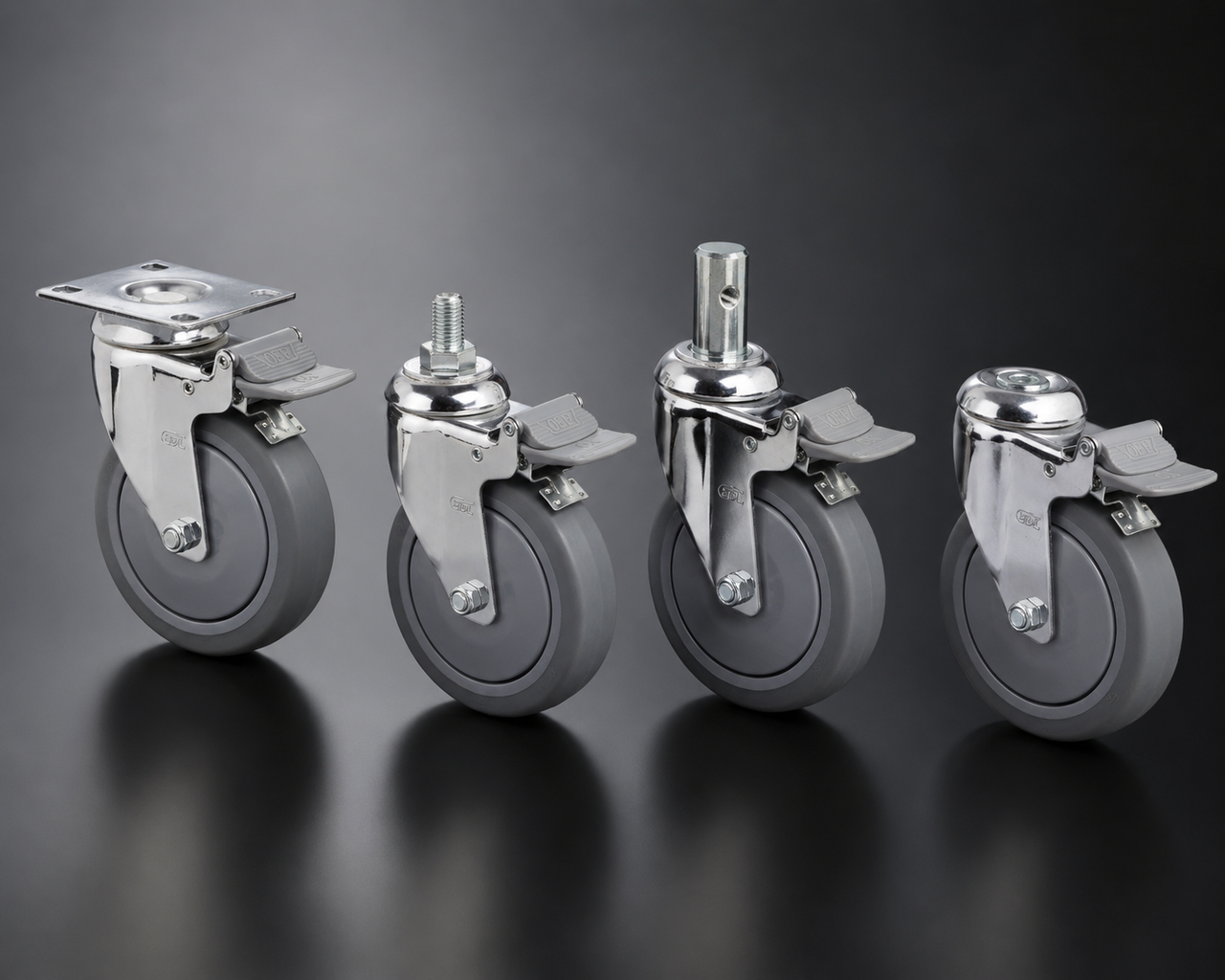 Different caster mounting structures