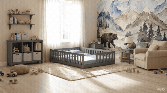 IVY children's bed 120x200 with rails - low Montessori construction