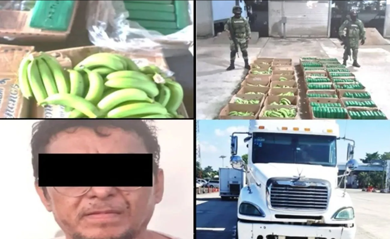 Ejército aseguró un tráiler de plátanos, guardaba una gran cantidad de cocaína