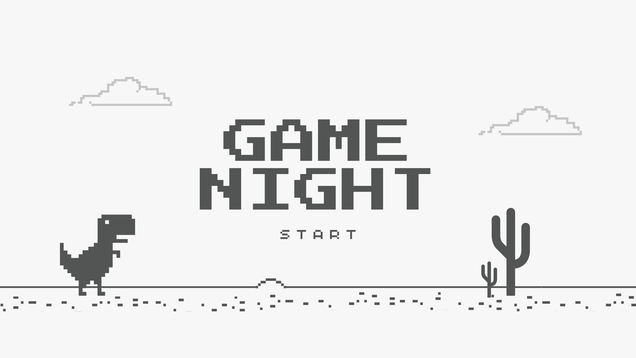 White Gray Modern Pixel Dino Trivia Game Night Presentation
