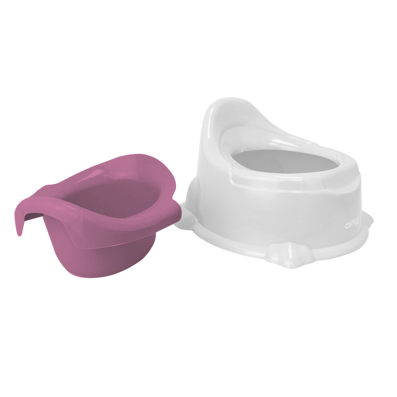 Troninho Infantil Potty Clingo Branco e Rosa Antirrespingo