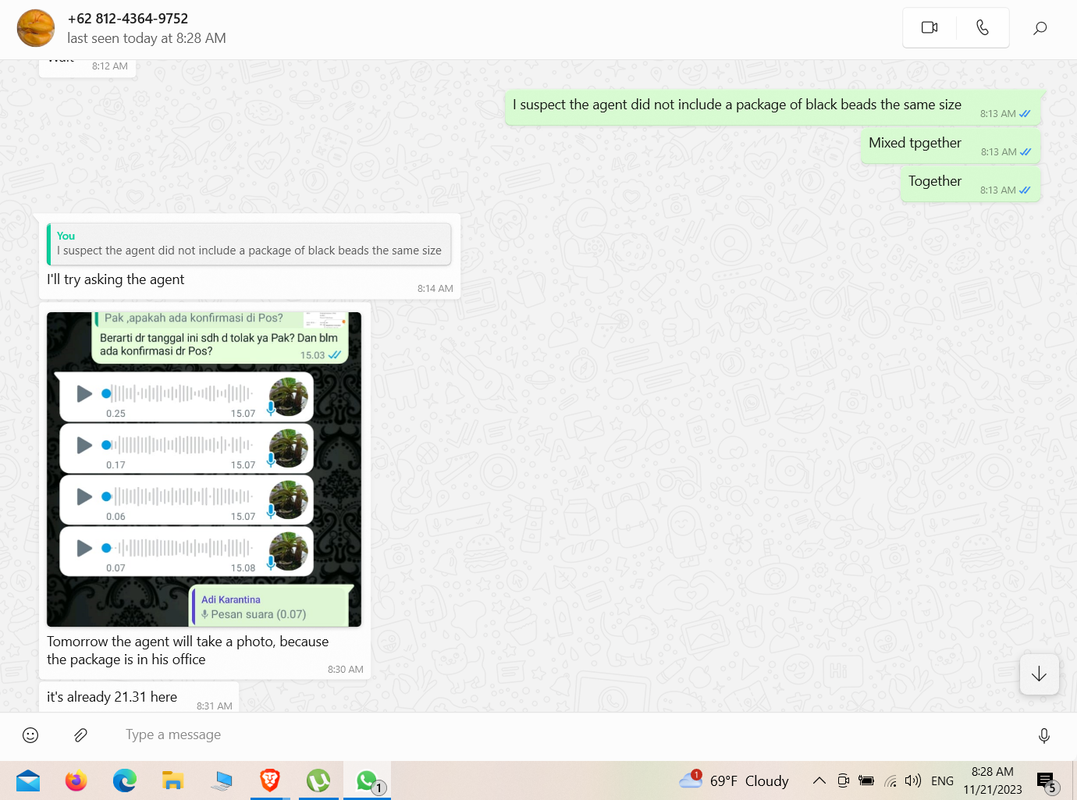 Musa Agent did not include black beads