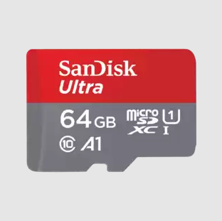 Tarjeta de memoria SanDisk Ultra Micro SDXC de 64GB.