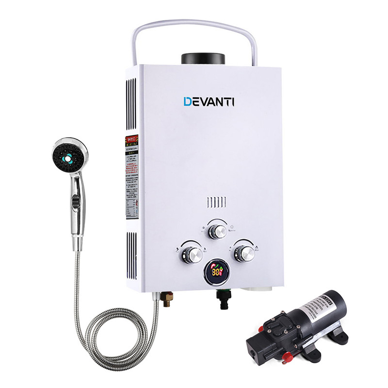 DEVANTi Outdoor Portable Gas Hot Water Heater Shower Camping LPG