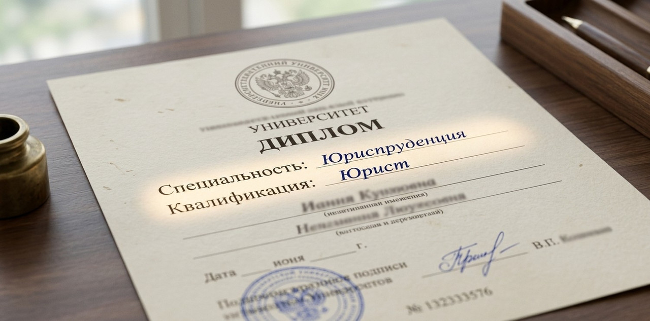 close-up of a university diploma with the
