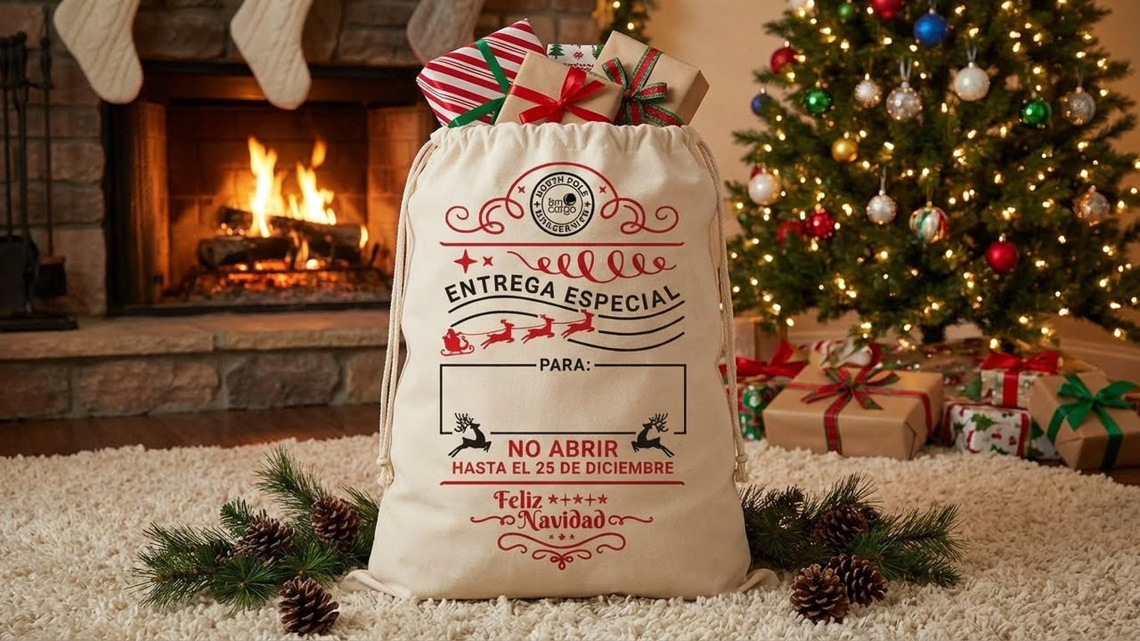 Bolsa de Navidad Saco Crema - Entrega Especial desde el Polo Norte