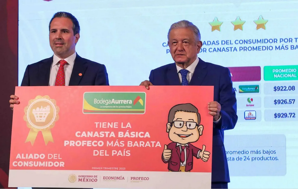 Bodega Aurrera es premiada por tener la canasta básica más barata: AMLO y Profeco