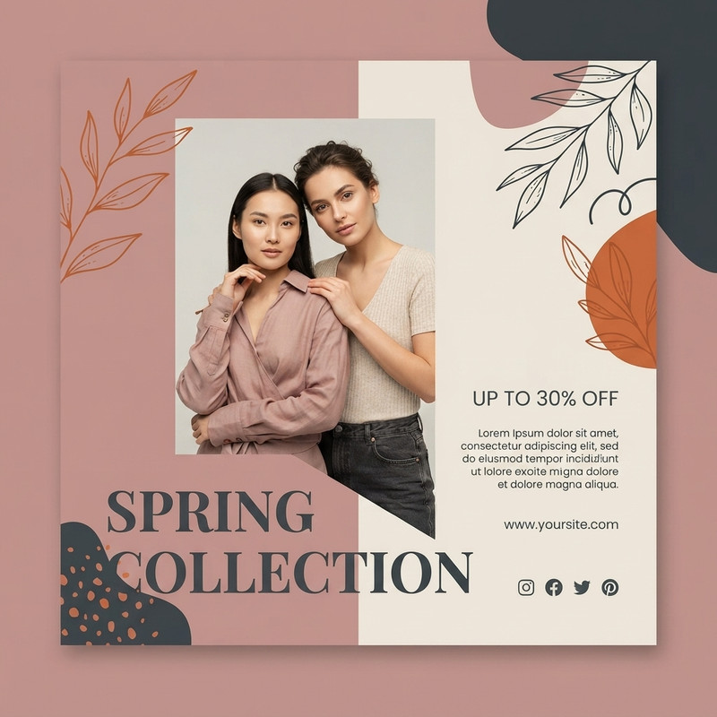 AI-generated example result for the marketing prompt: Elegant Spring Collection Fashion Social Media Post by Prompt Craft