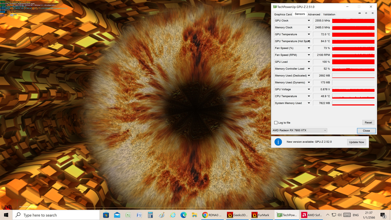 gigabyte 7900xtx ref. furmark 5 นาที