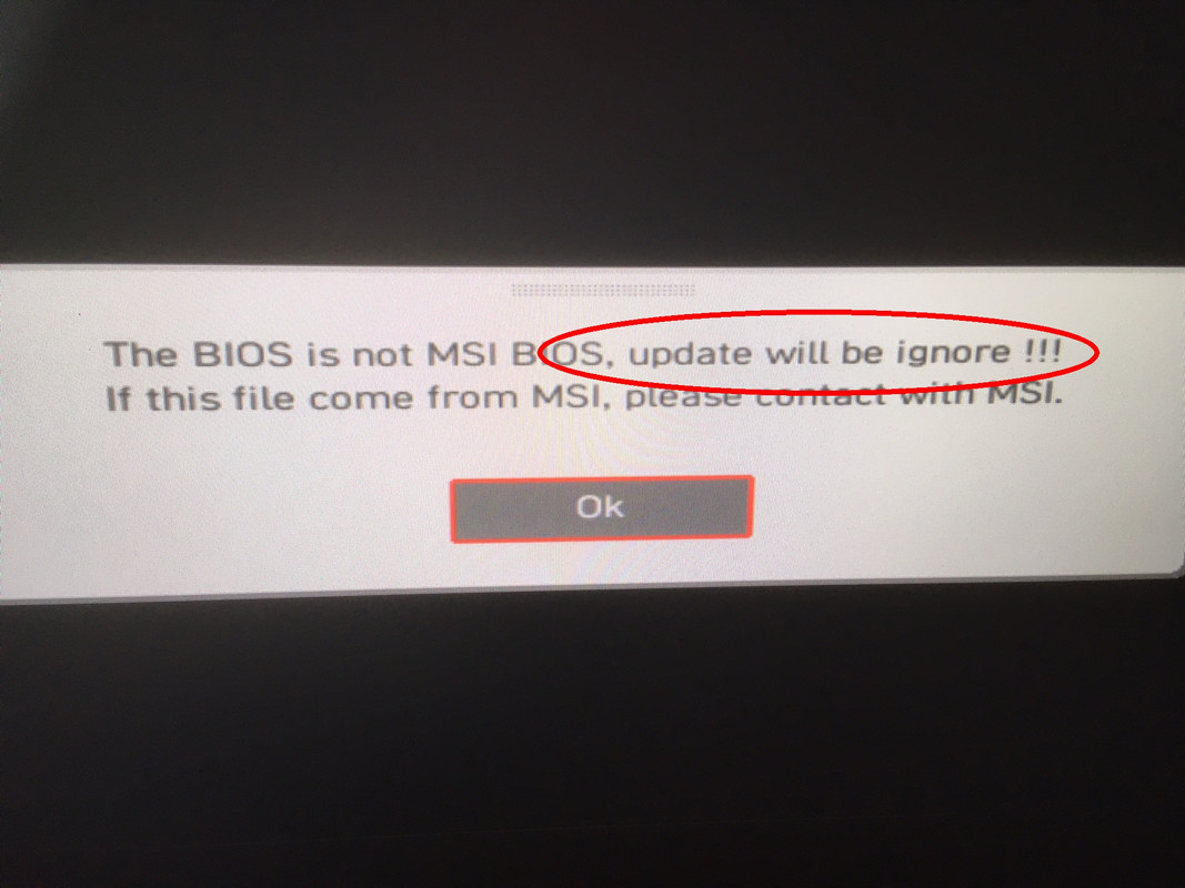 Info - MSI BIOS Error: Update Will Be Ignore!!! (Sic) | Tom's Hardware ...