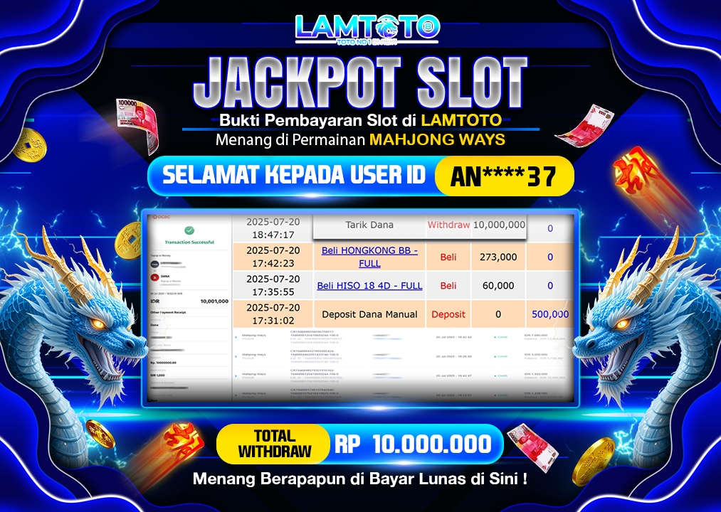 BUKTI JACKPOT LUNAS LAMTOTO