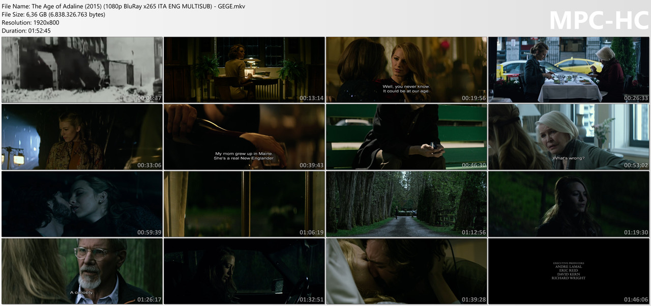 The Age of Adaline (2015) (1080p Blu Ray x265 ITA ENG MULTISUB) GEGE mkv thumbs