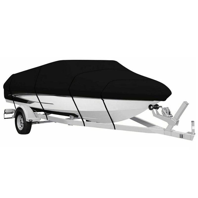 Black Heavy Duty Waterproof Tarp Covers with Storage Bag, Fits V-Hull, Fish&Ski, Pro-Style, Fishing, Runabout, Bass Boats, 16-18FT(570cm*300cm)