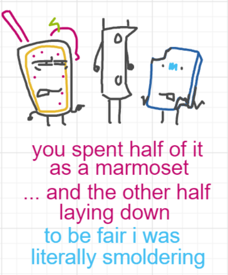 A panel from That's Apples, Mate, episode one of the Board Boards object show by Furretwalk/WalkingFurret.