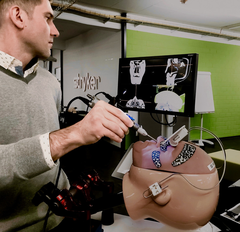 Enri Zhulati working on first computer-assisted surgical navigation system with pattern recognition and machine learning for ENT procedures at Stryker in Freiburg, Germany