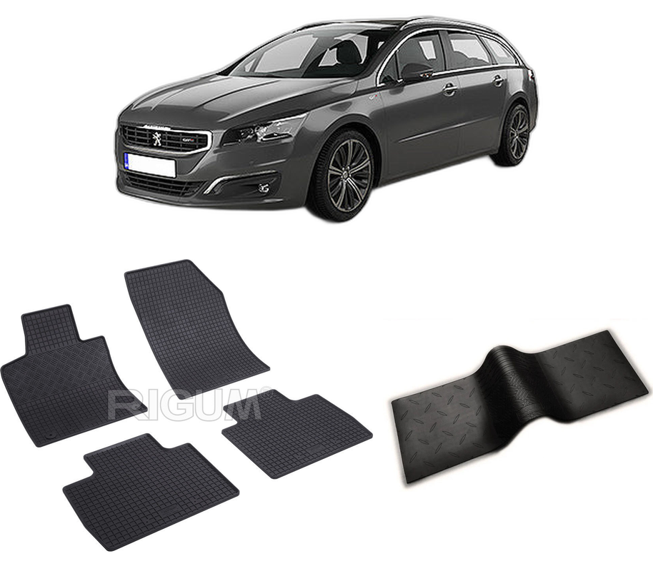 Set covorase auto PEUGEOT 508 II din 11.2018-PREZENT, cu covoras tunel median, CAROSERIE SEDAN, Presuri cauciuc 100%, compatibil cu autoturismul PEUGEOT 508 II, Rigum