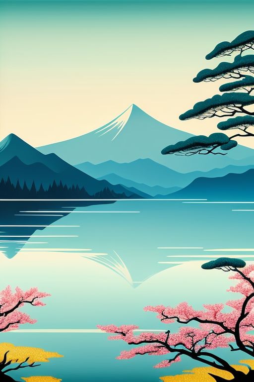 Painting-of-a-lake-with-trees