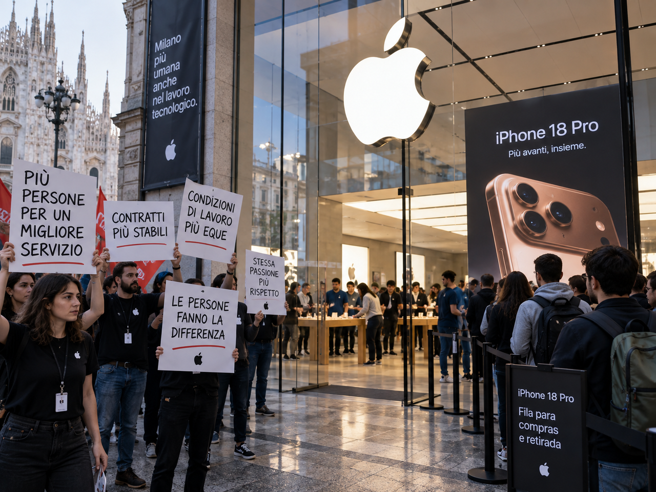 Greve na Apple em pleno lançamento do iPhone 18 Pro expõe tensão nos bastidores das lojas