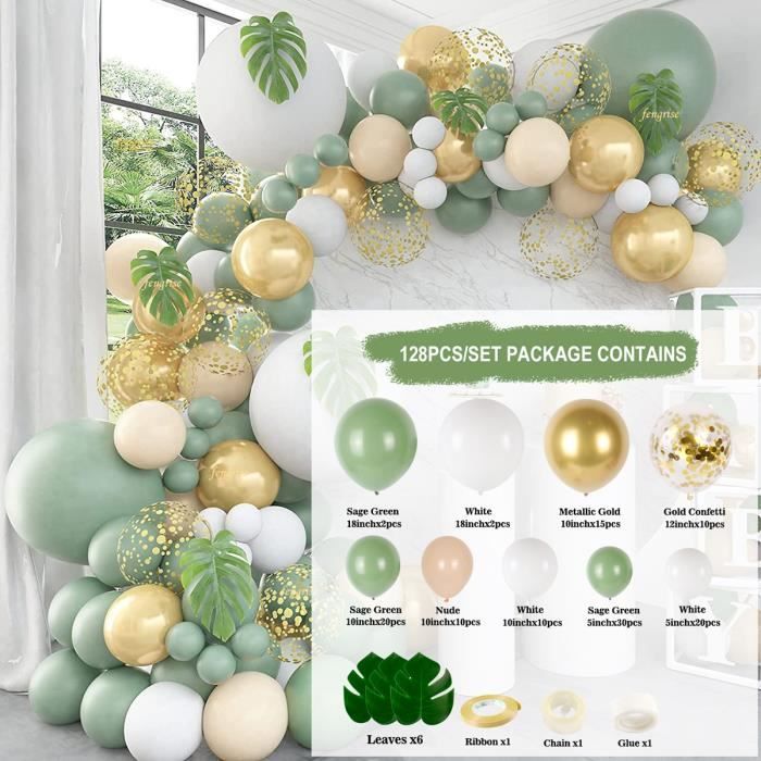 128 pcs sauge vert ballon guirlande arc kit annive