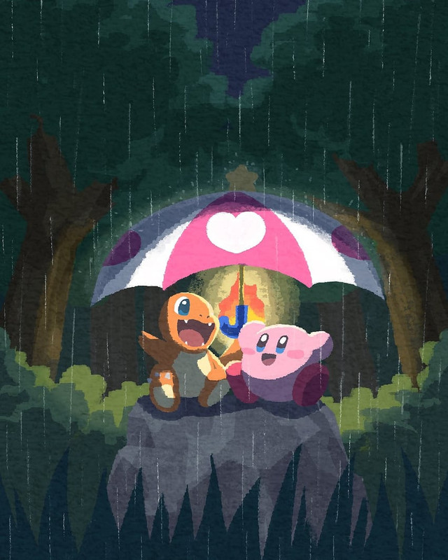 kirby-charmander-and-parasol-kirby-pokem