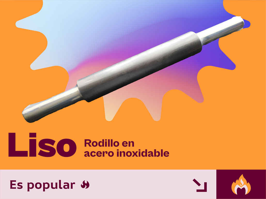 Rodillo de amasar en acero inoxidable metal para alimentos
