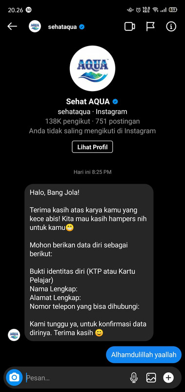 @BANG_JOLA dihubungi pihak Aqua.