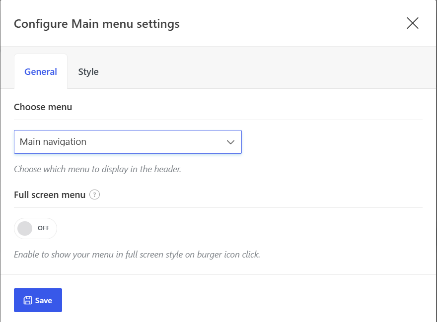 main menu site