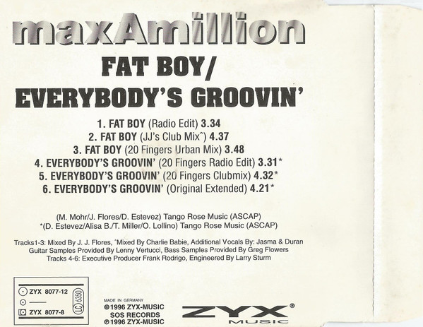 20/02/2023 - MaxAmillion – Fat Boy  Everybody's Groovin' (CD, Maxi-Single)(ZYX Music – ZYX 8077-8)  1996 R-1724908-1448927735-2005