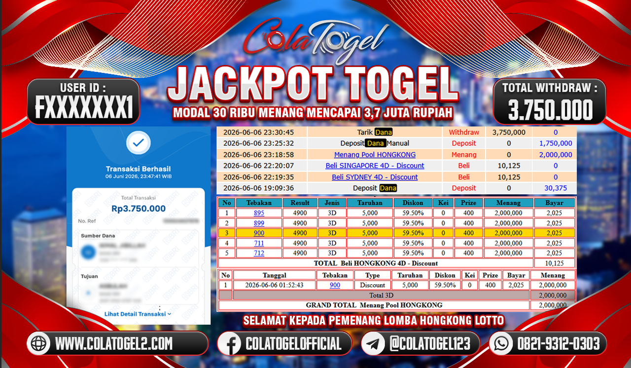 JACKPOT HONGKONG LOTTO!!