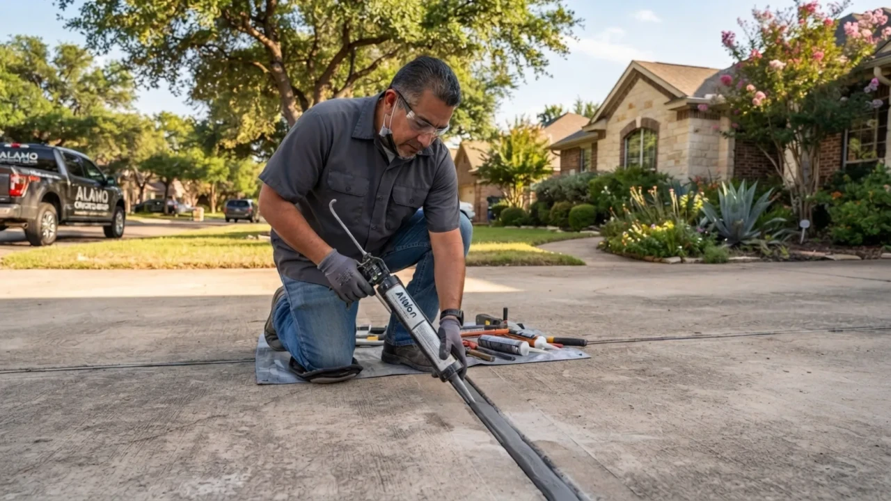 Concrete driveway expansion joint sealing San Antonio