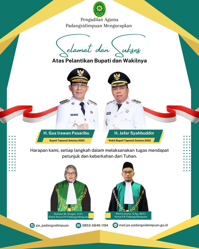 Ucapan Pelantikan Bupati dan Wakil Tapsel (1)