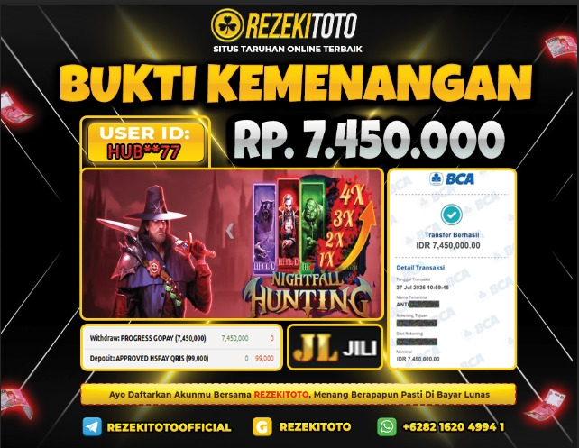 BUKTI KEMENANGAN 27 JULI 2025 NIGHTFALL HUNTING 7 JUTA  