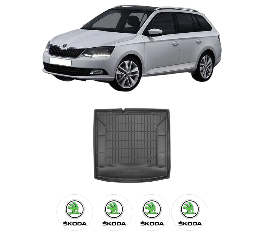 Tavita Portbagaj SKODA FABIA III Estate (NJ5) din 2014-2022, Protectie Portbagaj Auto, 4x Stickere auto cu SKODA