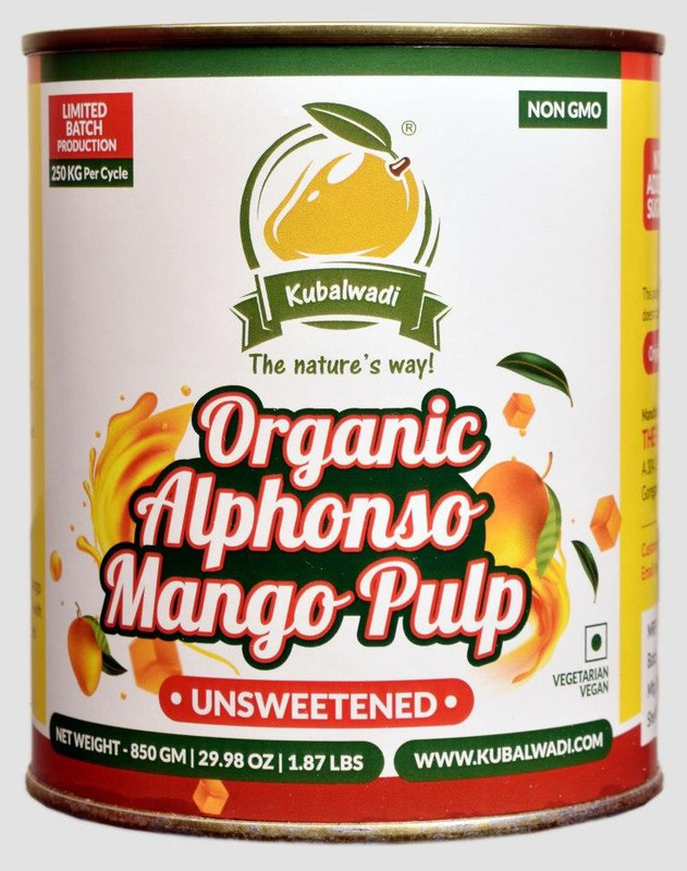 Kubalwadi Organic Alphonso Mango Pulp 850 GM