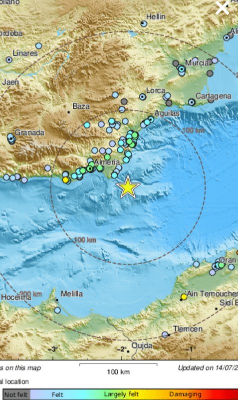 Terremoto M5.2 en mar de Albor�n a 14 julio 2025