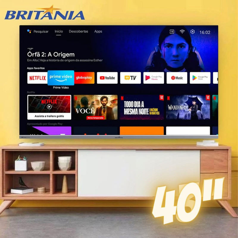 Fast Smart Tv Britânia Btv40e3aagssgblf 40 Led Dolby Áudio