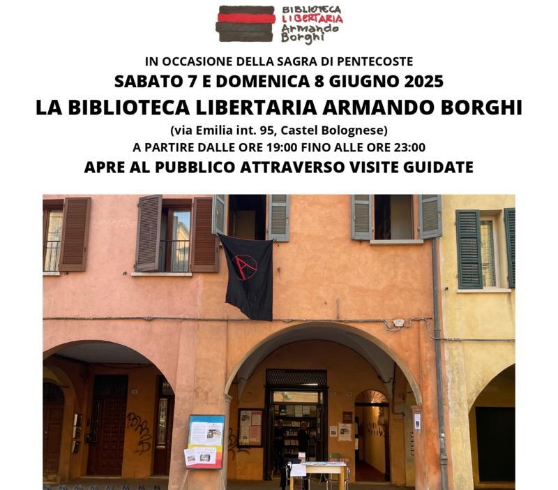 La Biblioteca Libertaria Armando Borghi apre al pubblico per la Sagra di Pentecoste