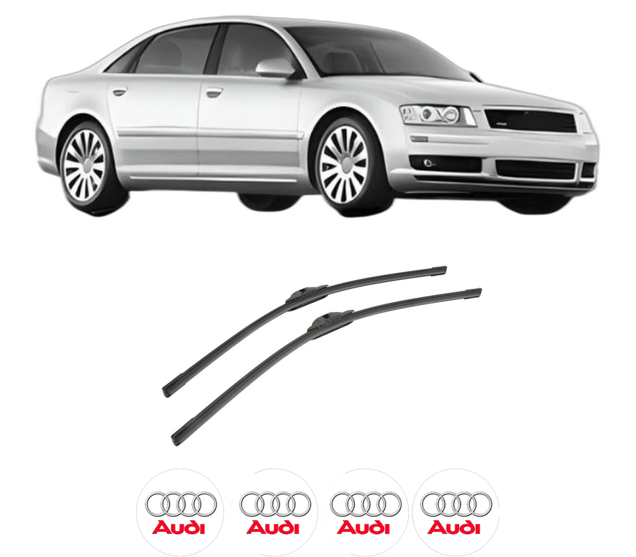 Set stergatoare auto AUDI A8 D3 (4E2, 4E8) din 2002-2010, pentru parbriz auto, 2 bucati, Bosch Aerotwin, din cauciuc siliconat rezistent, 4 Stickere Auto AUDI