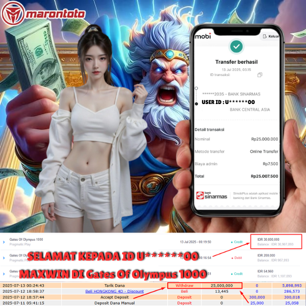 Bukti Kemenangan Member Marontoto Sebesar 25,000,000 JuTa