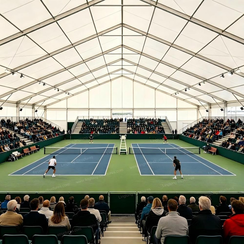 Modular tennis hall tent with clear span structure for professional tennis training and competition