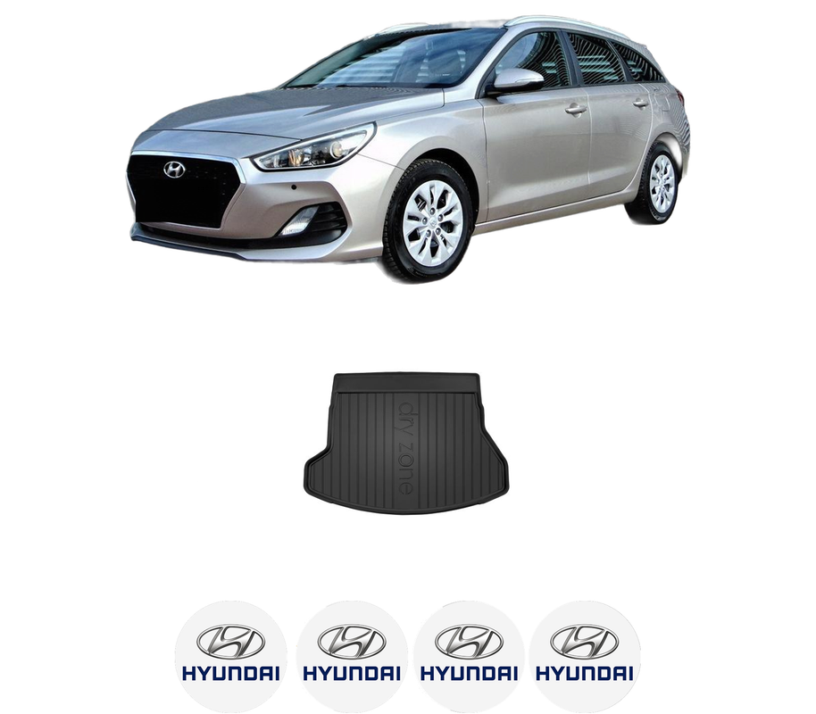 Tavita Portbagaj HYUNDAI i30 Kombi Van (GDE, GD) din 2015-2017, Protectie Portbagaj Auto, 4x Stickere auto cu HYUNDAI