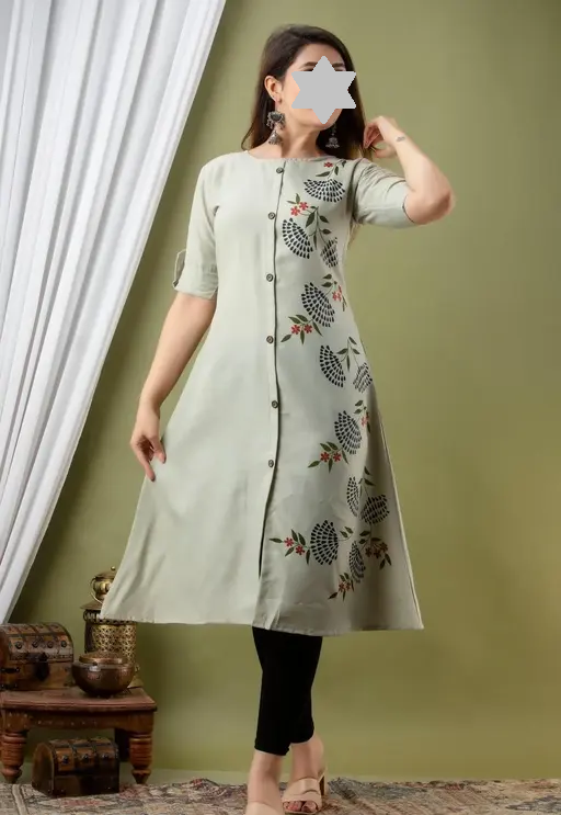 Fashionable Cotton Slub Dijital Print Anarkali Kurti For Women Color 2 (R108)