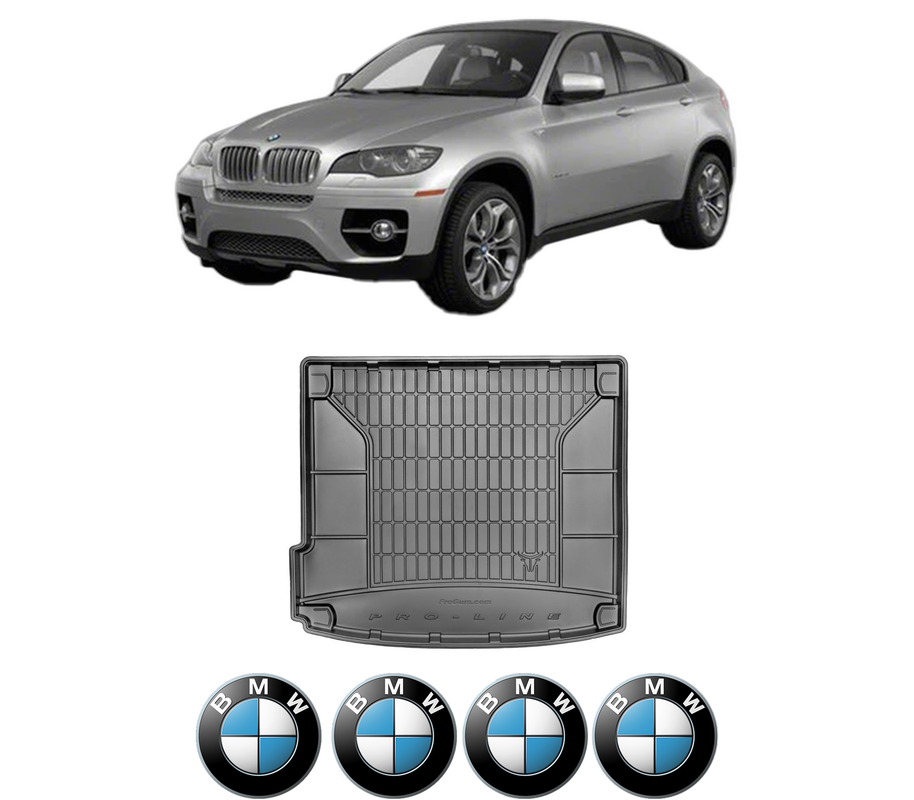 Tavita Portbagaj BMW Seria X6 (E71, E72) din 2007-2014, Protectie Portbagaj Auto, 4x Stickere auto cu BMW