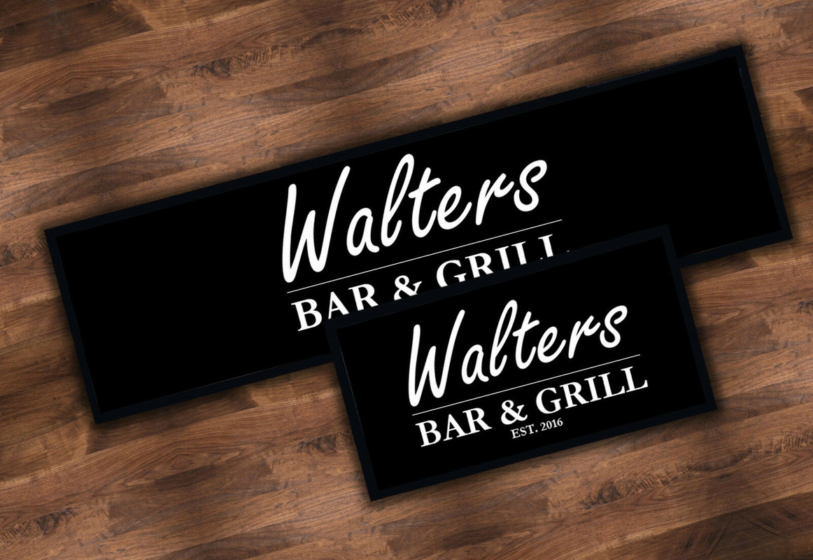 PERSONALISED COCKTAIL BAR AND GRILL RUNNER IDEAL FOR HOME PUB BEER MAT OCCASION