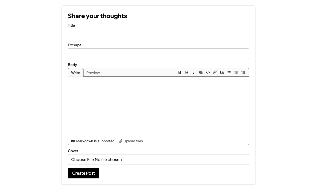 Post form interface