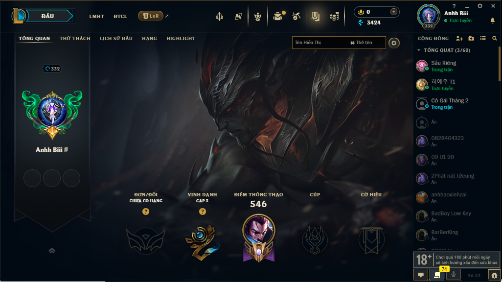 Acc LMHT # - Không Khung