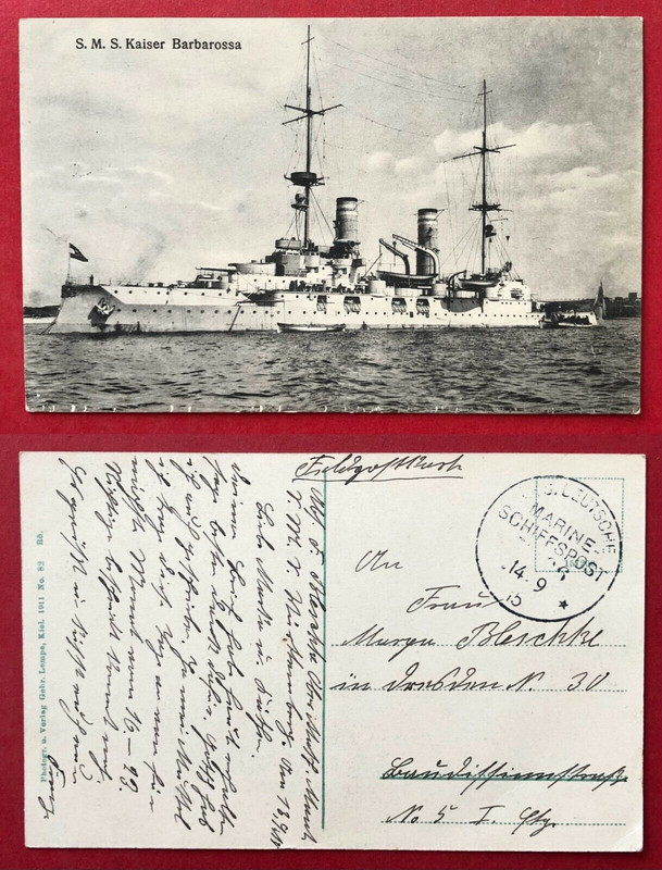 AK Kaiserliche Kriegsmarine 1. WK 1915 S. M. S. Kaiser Barbarossa ( 97309