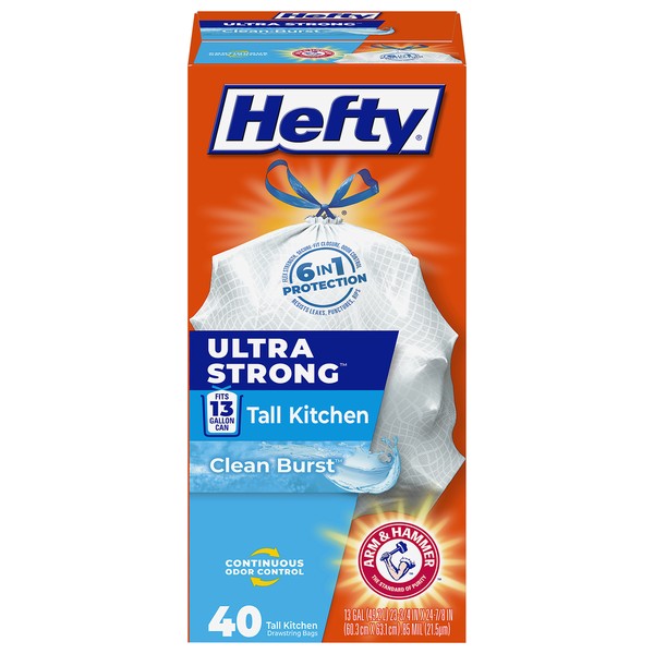 Hefty Tall Drawstring Clean Burst Kitchen Bags 1